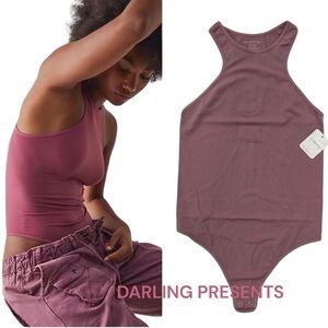 Free People Intimately Down To Earth Bodysuit Women Color Berry Size XS/S
